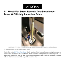 111 West 57Th Street Reveals Two-Story Model Tower & Officially Launches Sales
