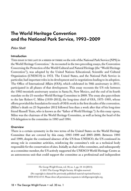 The World Heritage Convention and the National Park Service, 1993–2009