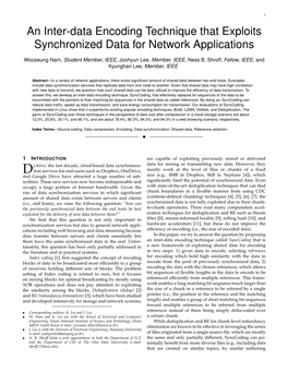 An Inter-Data Encoding Technique That Exploits Synchronized Data for Network Applications