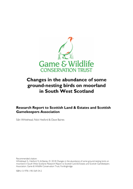 Changes in the Abundance of Some Ground-Nesting Birds on Moorland in South West Scotland
