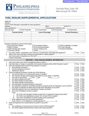 Fuel Dealer Supplemental Application