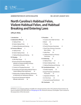 North Carolina's Habitual Felon, Violent Habitual Felon, and Habitual