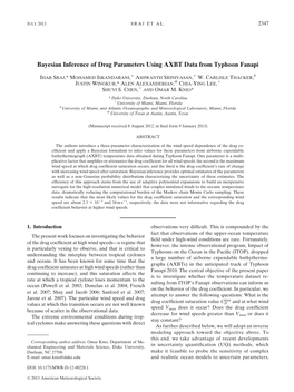 Bayesian Inference of Drag Parameters Using AXBT Data from Typhoon Fanapi