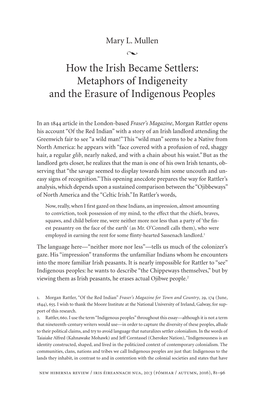 How the Irish Became Settlers: Metaphors of Indigeneity and the Erasure of Indigenous Peoples