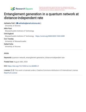 Entanglement Generation in a Quantum Network at Distance-Independent Rate