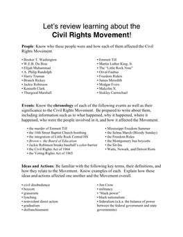 Civil Rights Review Sheet