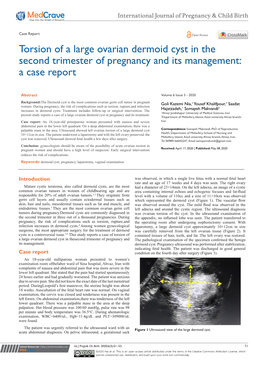 Torsion of a Large Ovarian Dermoid Cyst in the Second Trimester of Pregnancy and Its Management: a Case Report