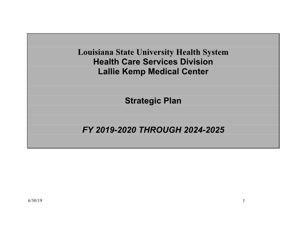 Strategic Plan Lallie Kemp Medical Center FY2019-2020.Pdf