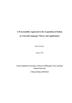 A Processability Approach to the Acquisition of Italian