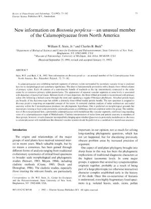 New Information on Bostonia Perplexa an Unusual Member of the Calamopityaceae from North America