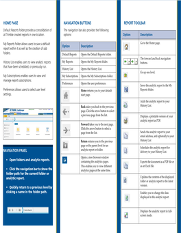 Home Page Navigation Buttons Report Toolbar Navigation