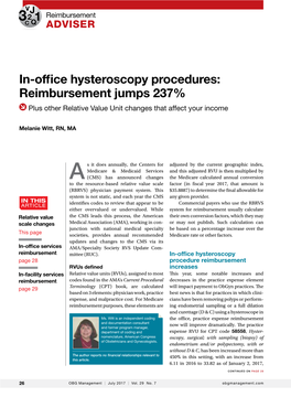 In-Office Hysteroscopy Procedures: Reimbursement Jumps 237% Plus Other Relative Value Unit Changes That Affect Your Income