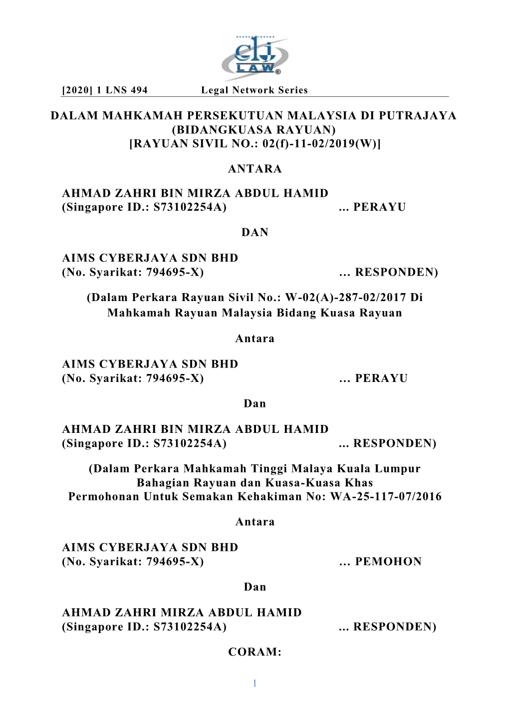 Ahmad Zahri Bin Mirza Abdul Hamid V AIMS
