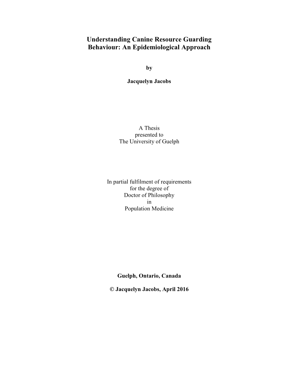 Understanding Canine Resource Guarding Behaviour: an Epidemiological Approach