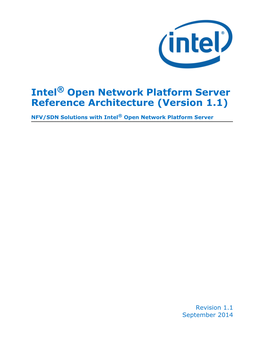 Intel Open Network Platform Server Reference Architecture
