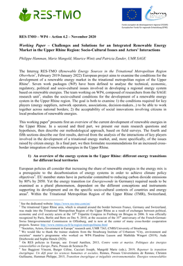 Challenges and Solutions for an Integrated Renewable Energy Market in the Upper Rhine Region: Socio-Cultural Issues and Actors’ Interactions