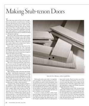 Making Stub-Tenon Doors