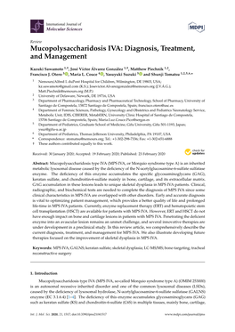 Mucopolysaccharidosis IVA: Diagnosis, Treatment, and Management