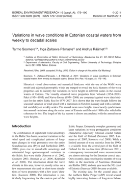 Variations in Wave Conditions in Estonian Coastal Waters from Weekly to Decadal Scales