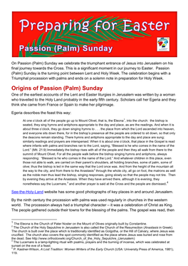 Origins of Passion (Palm) Sunday
