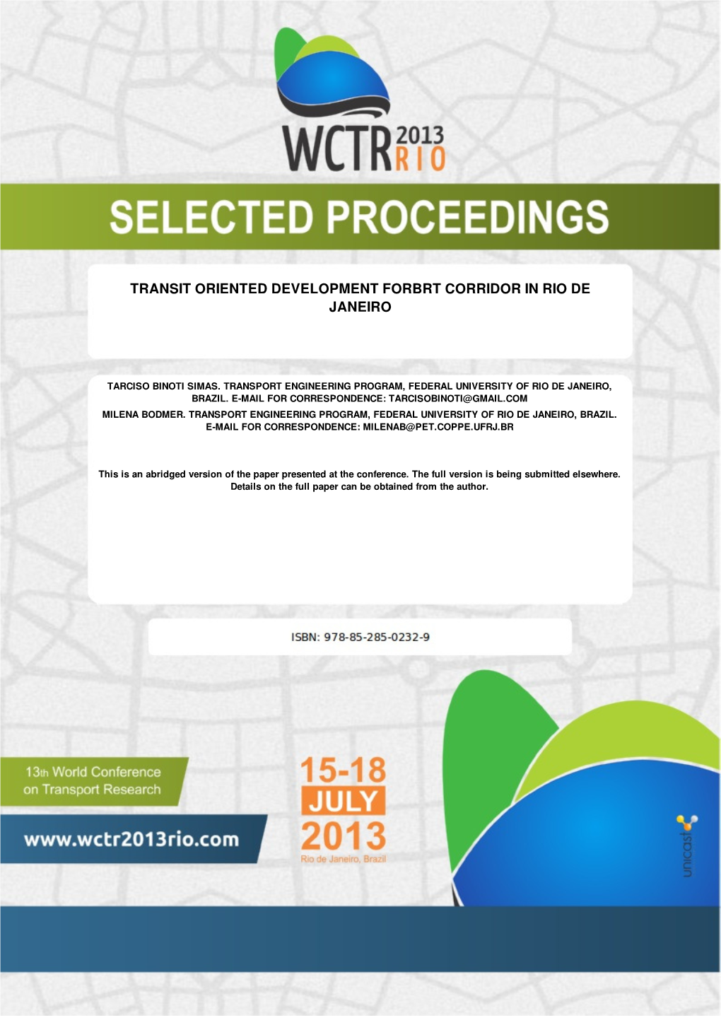 Transit Oriented Development Forbrt Corridor in Rio De Janeiro