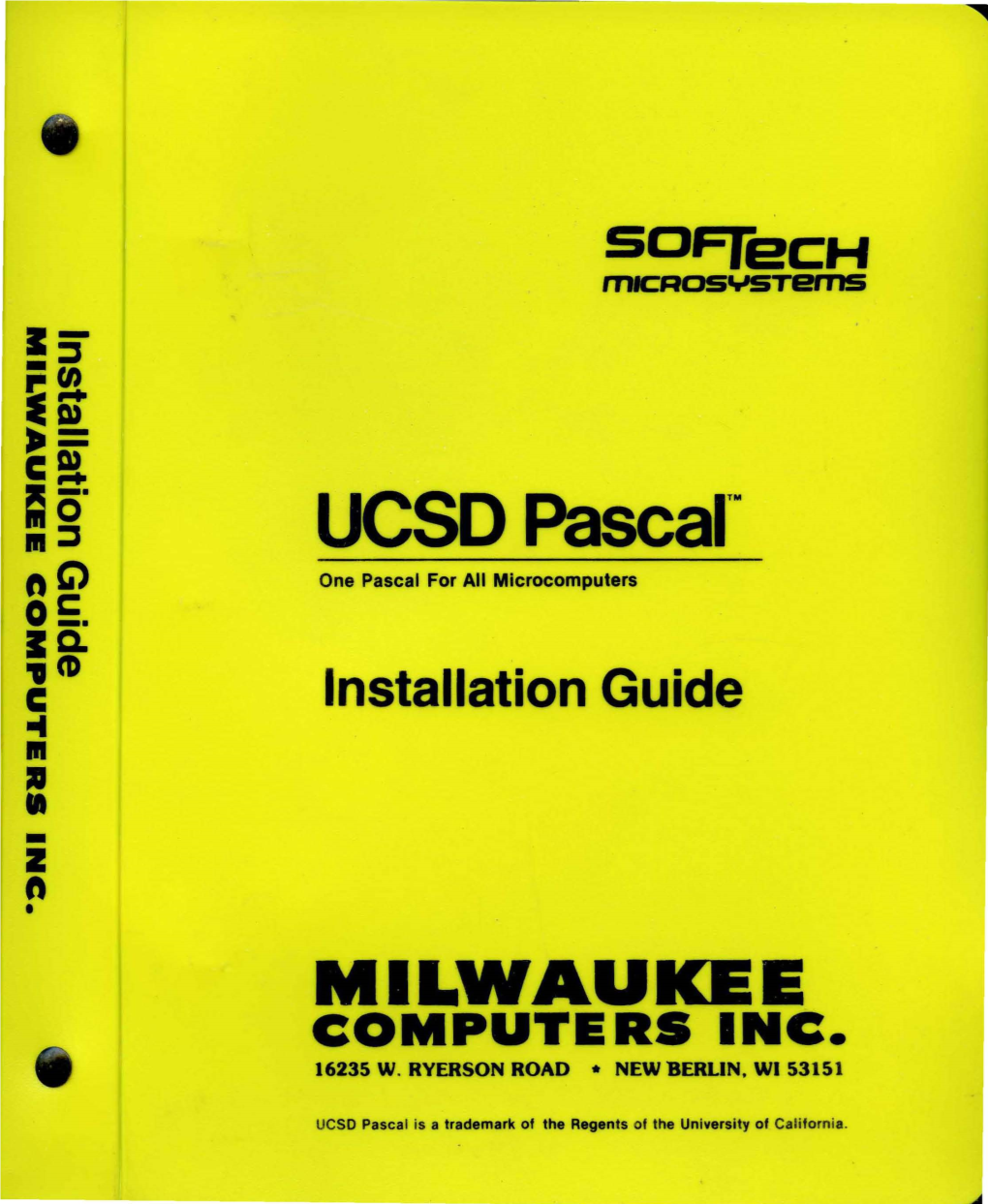 UCSD Pascal'· One Pascal for All Microcomputers