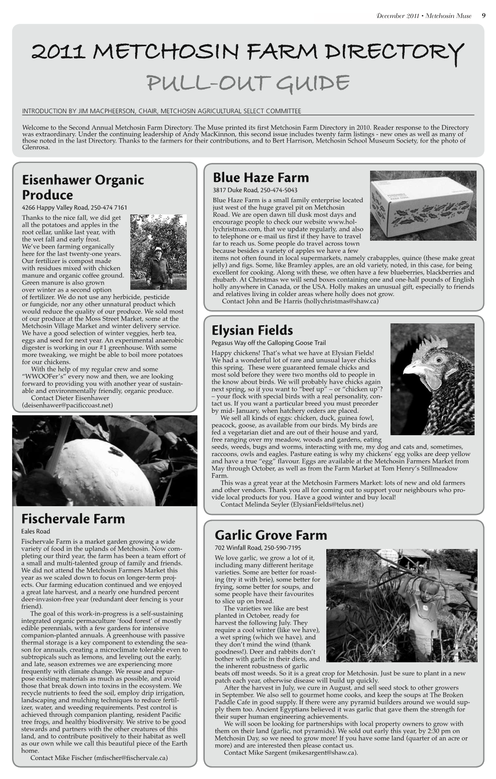2011 Metchosin Farm Directory Pull-Out Guide