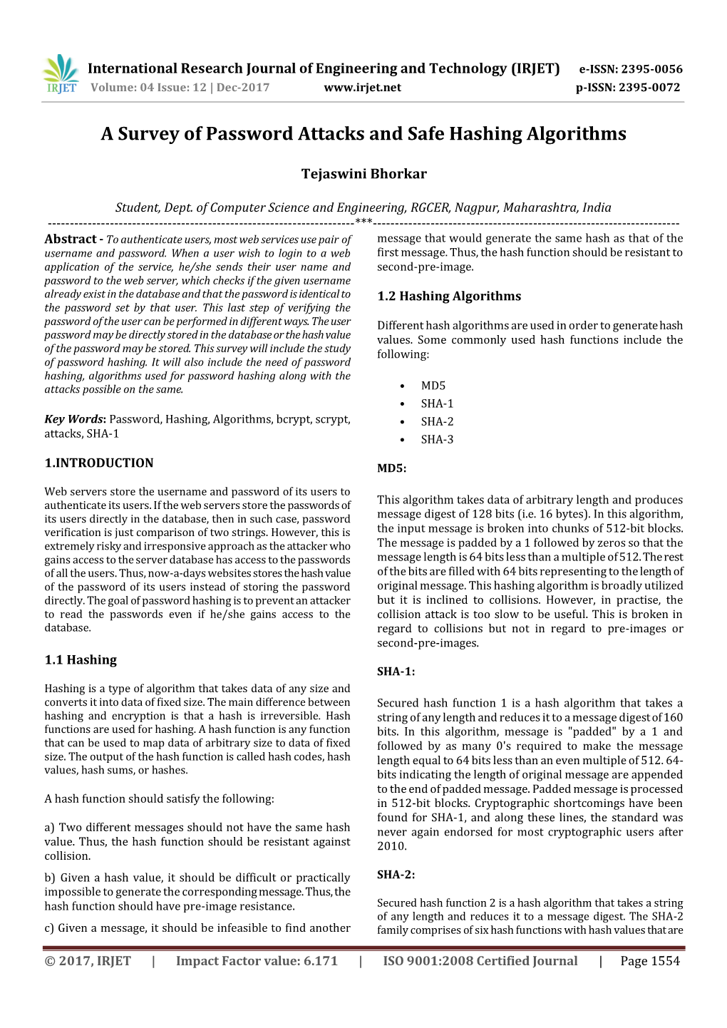 A Survey of Password Attacks and Safe Hashing Algorithms