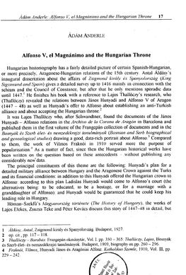 Alfonso V, El Magnánimo and the Hungarian Throne