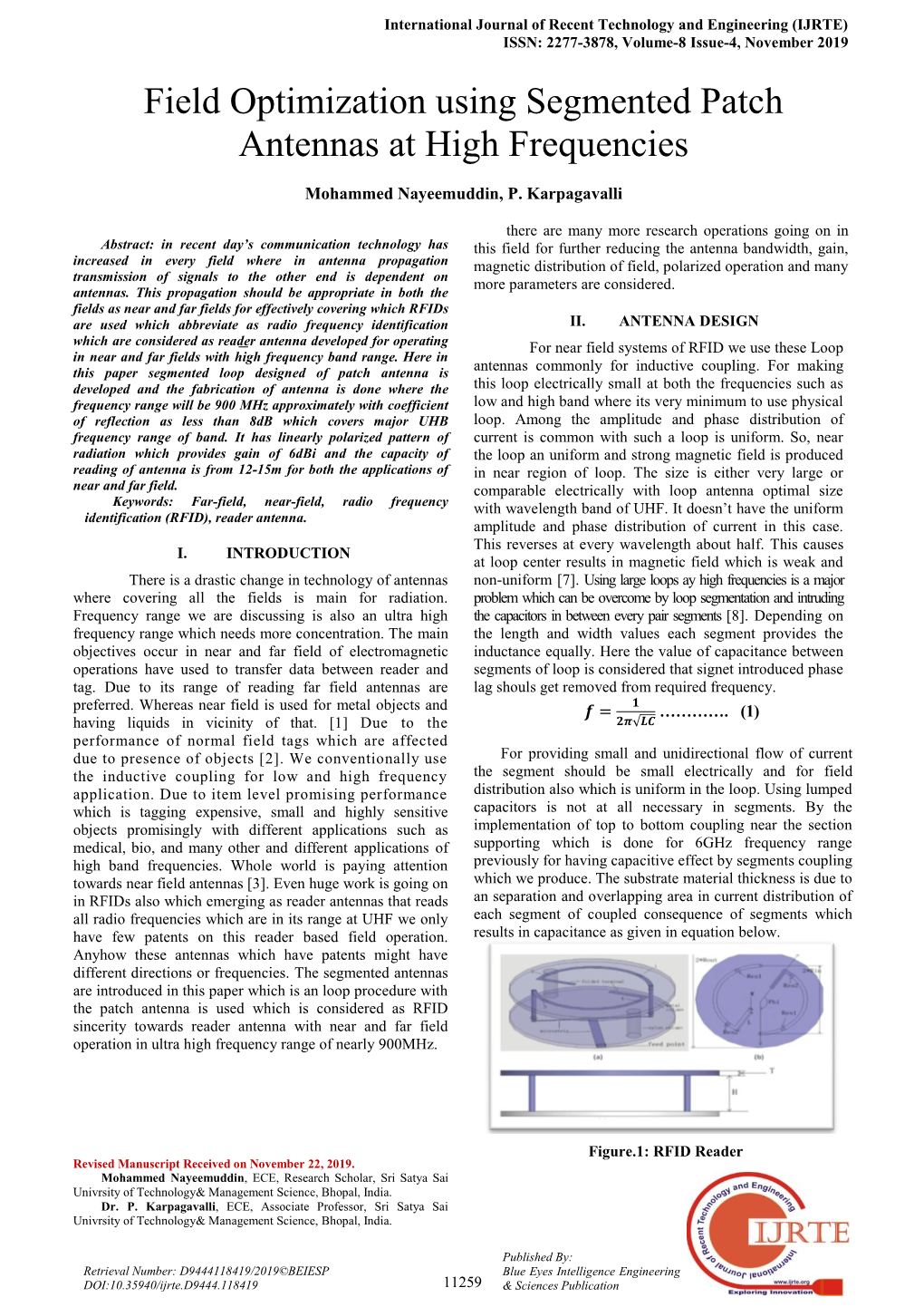 Field Optimization Using Segmented Patch Antennas at High Frequencies