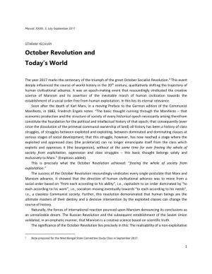 October Revolution and Today's World