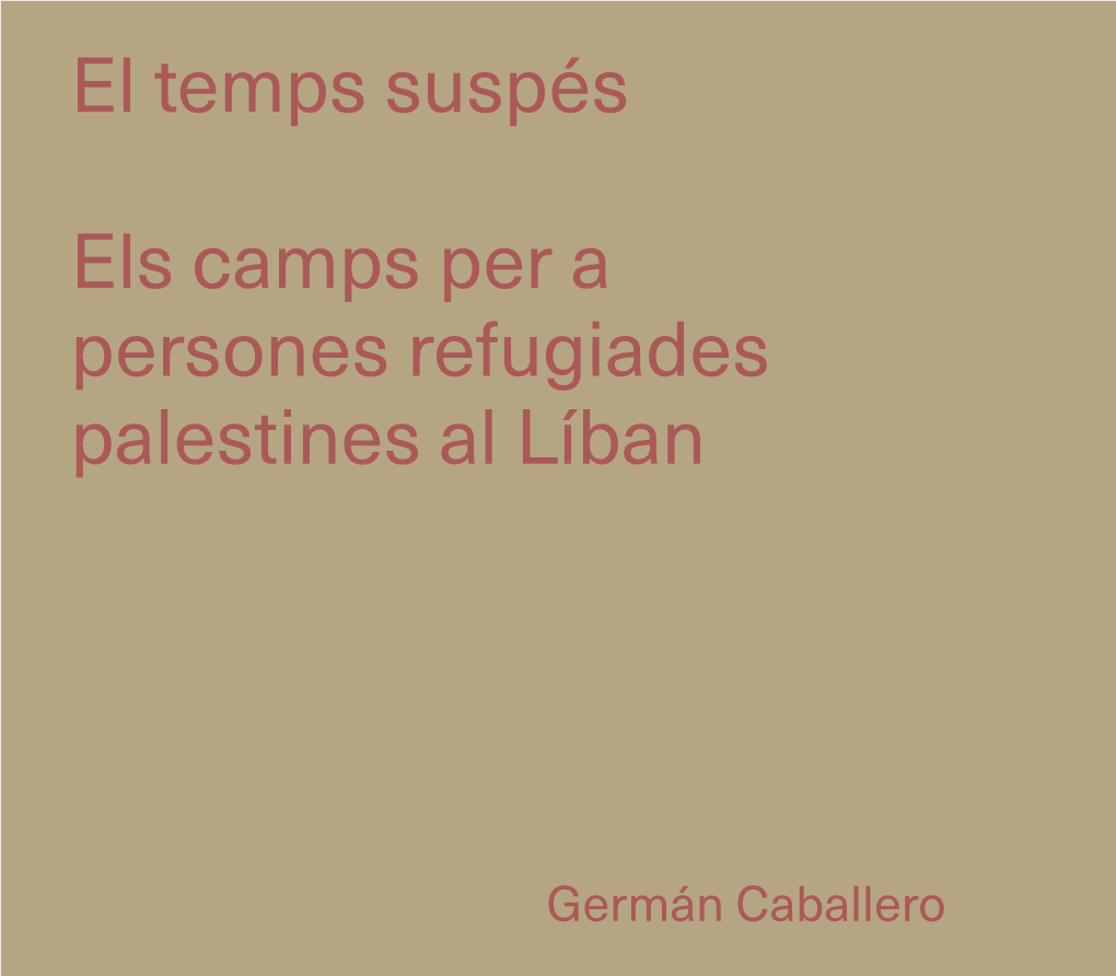 Els Camps Per a Persones Refugiades Palestines Al Líban El Temps Suspés