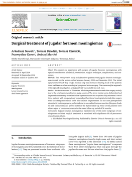 Surgical Treatment of Jugular Foramen Meningiomas