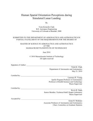 Human Spatial Orientation Perceptions During Simulated Lunar Landing