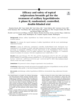 Efficacy and Safety of Topical Sofpironium Bromide Gel for the Treatment of Axillary Hyperhidrosis: a Phase II, Randomized, Controlled, Double-Blinded Trial