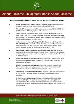 Arthur Ransome Bibliography, Books About Ransome