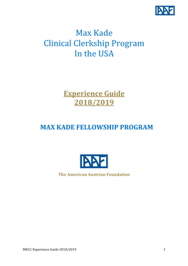 Max Kade Clinical Clerkship Program in the USA