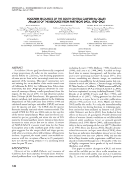 Rockfish Resources of the South Central California Coast