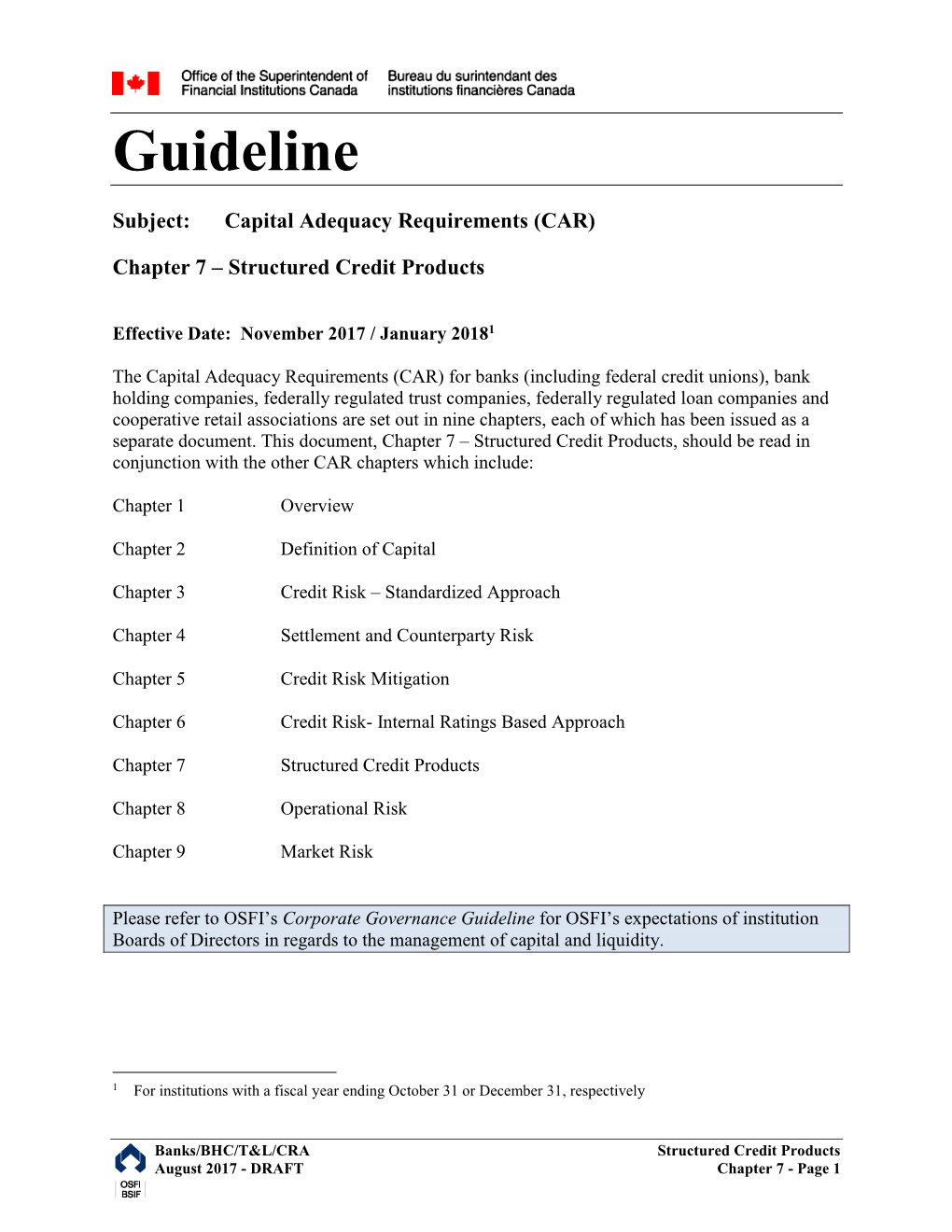 Capital Adequacy Requirements (CAR): Chapter 7 – Structured Credit Products