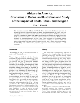 Ghanaians in Dallas, an Illustration and Study of the Impact of Roots, Ritual, and Religion