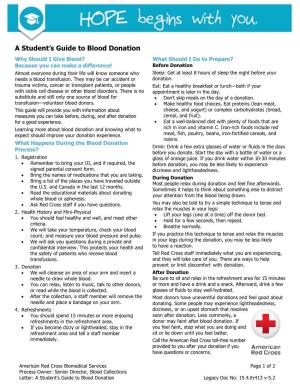 Student's Guide to Blood Donation