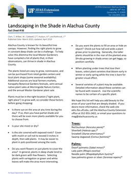 Landscaping in the Shade in Alachua County Fact Sheet # 66