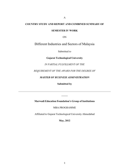 Different Industries and Sectors of Malaysia