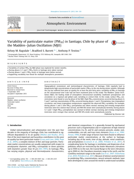 Variability of Particulate Matter (PM10) in Santiago, Chile by Phase of the Maddenejulian Oscillation (MJO)