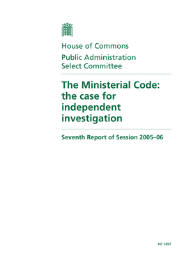 The Ministerial Code: the Case for Independent Investigation