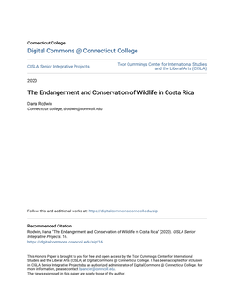 The Endangerment and Conservation of Wildlife in Costa Rica
