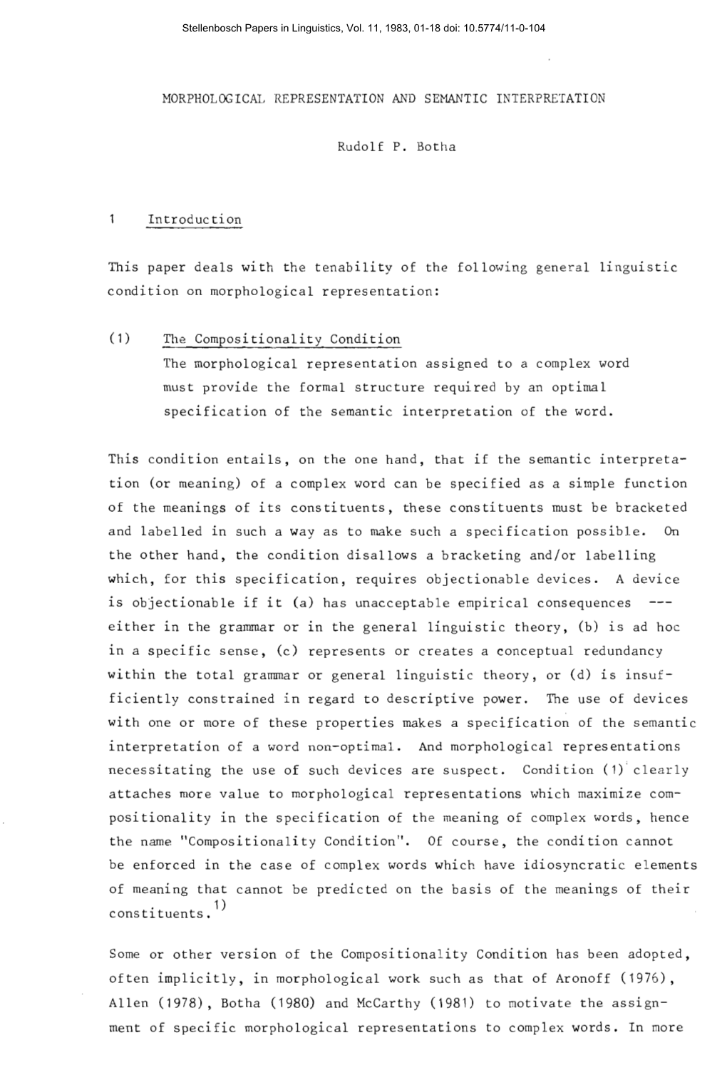 Morphological Representation and Semantic Interpretation