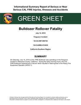 Ferguson Fire Dozer Rollover Green Sheet