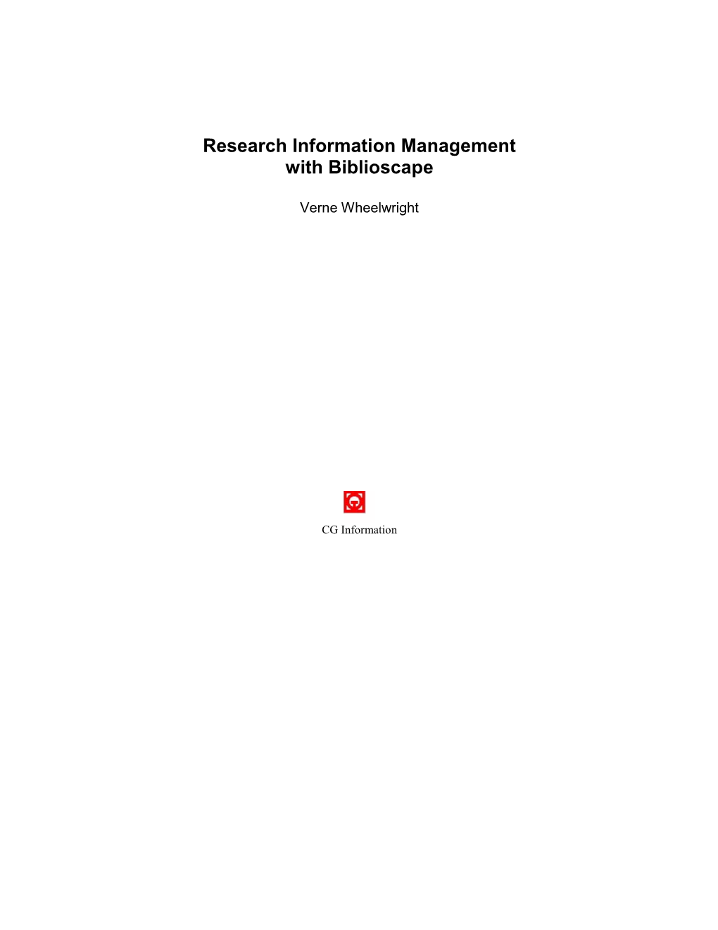 Research Information Management with Biblioscape