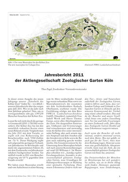 Jahresbericht 2011 Der Aktiengesellschaft Zoologischer Garten Köln